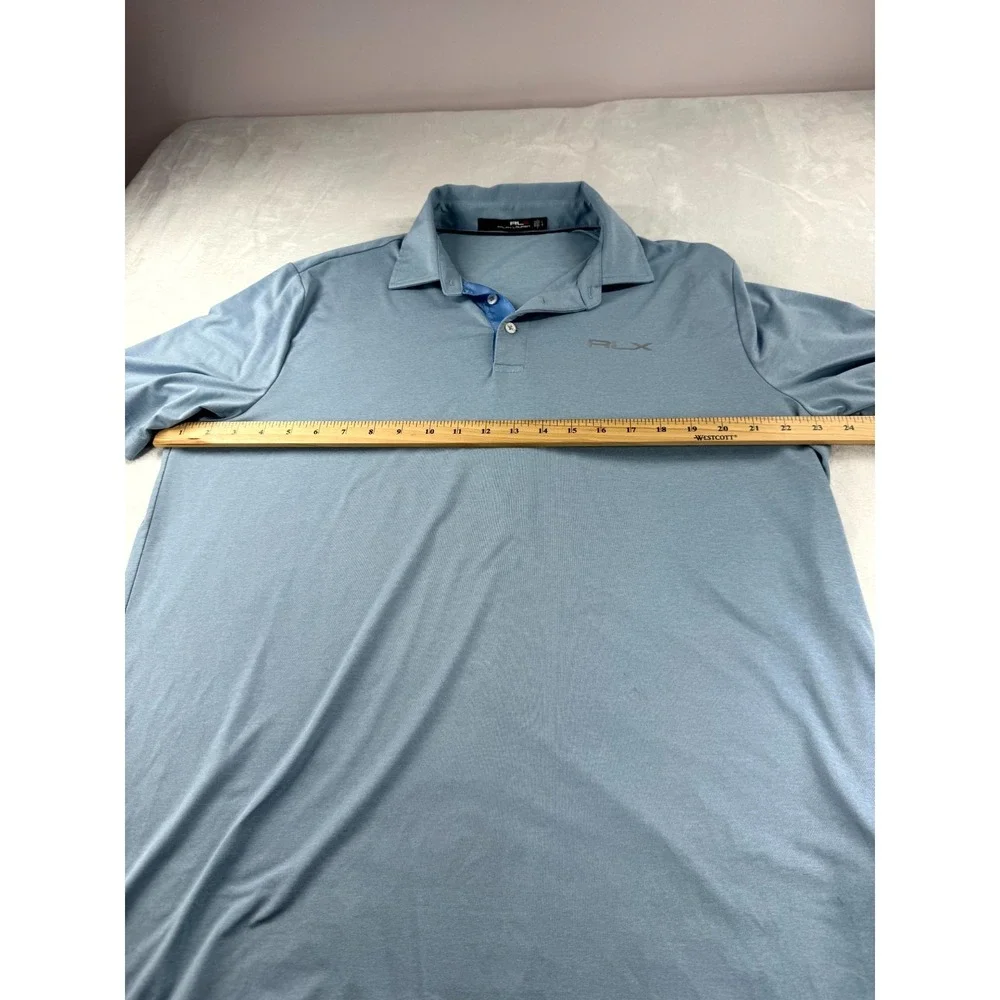 Ralph Lauren RLX Polo Shirt Men's Large Light Blue Short Sleeve Performance Golf